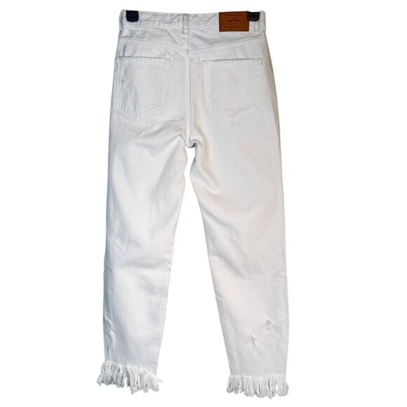 2/$30 ZARA Trafaluc Waist 24 Distressed White Denim Jeans Frayed Hem & "Overdres - Picture 9 of 16